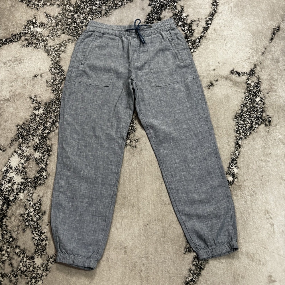 Athleta Retreat Linen Jogger Pants Blue Drawstring 531704  Womens Size 8